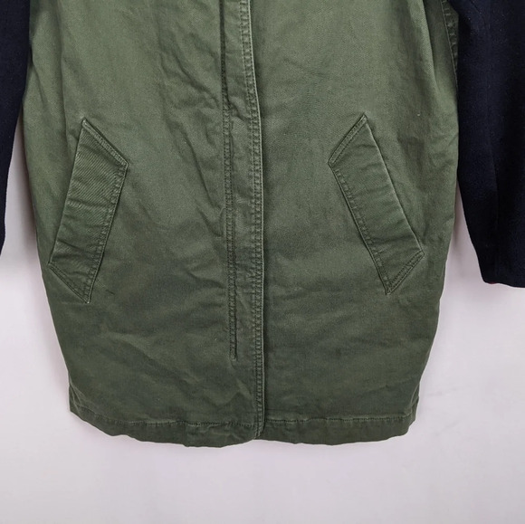Zara Contrast Sleeve Oversized Cargo Military Coat Jacket Parka Cotton Wool M - Picture 9 of 12